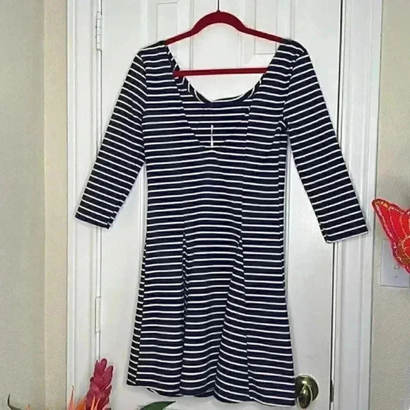 NWT Free People Nautical and Knotty Striped Skater Dress in Navy Combo medium - Picture 4 of 8